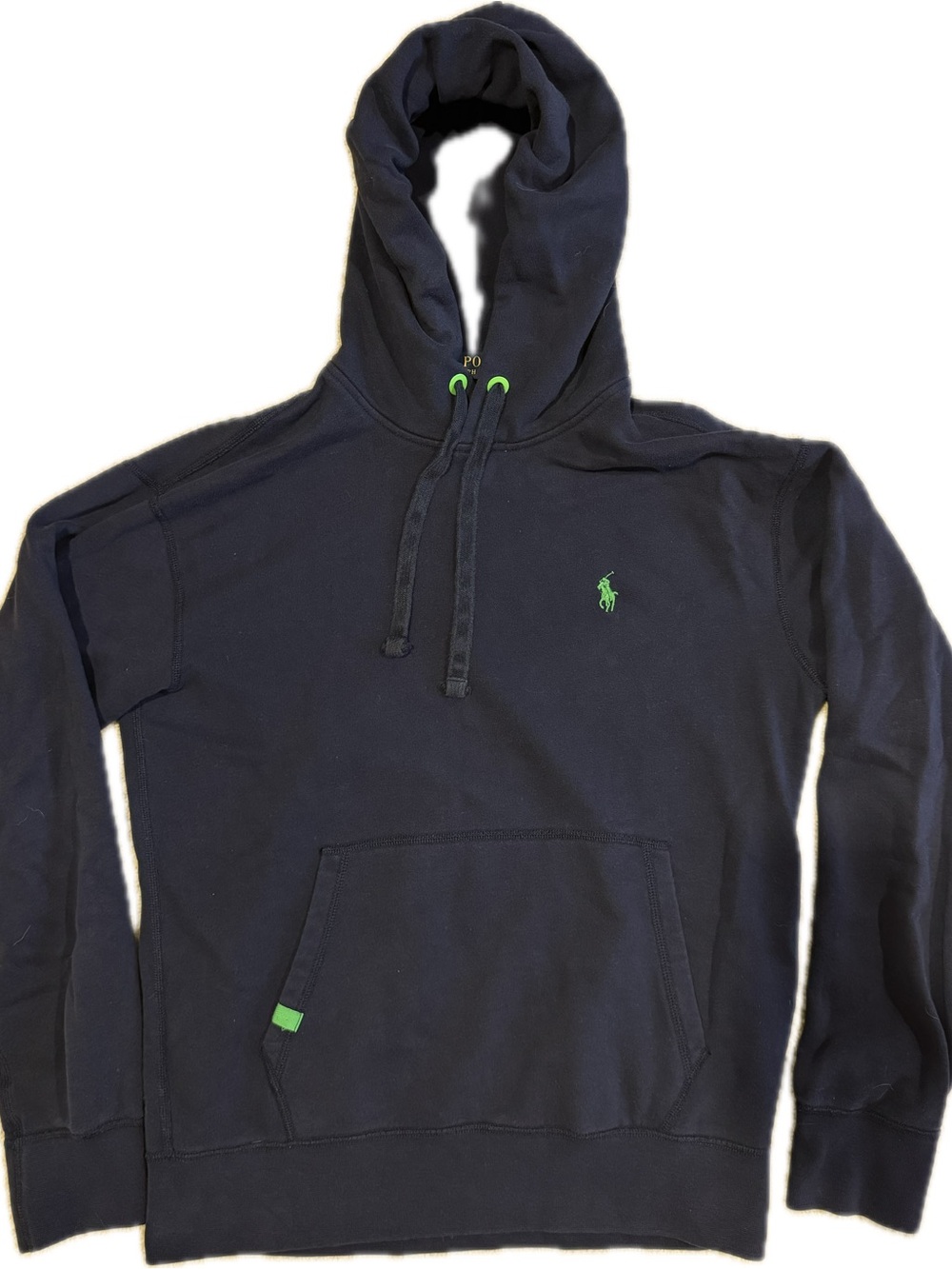 Ralph Lauren Navy Hoodie with Green Pony Logo